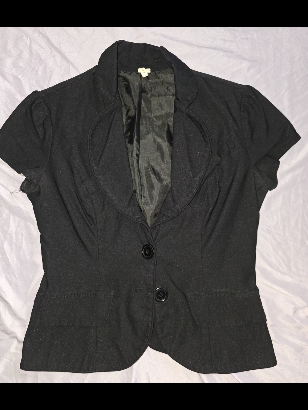 Black Short Sleeve Blazer Jacket - Women